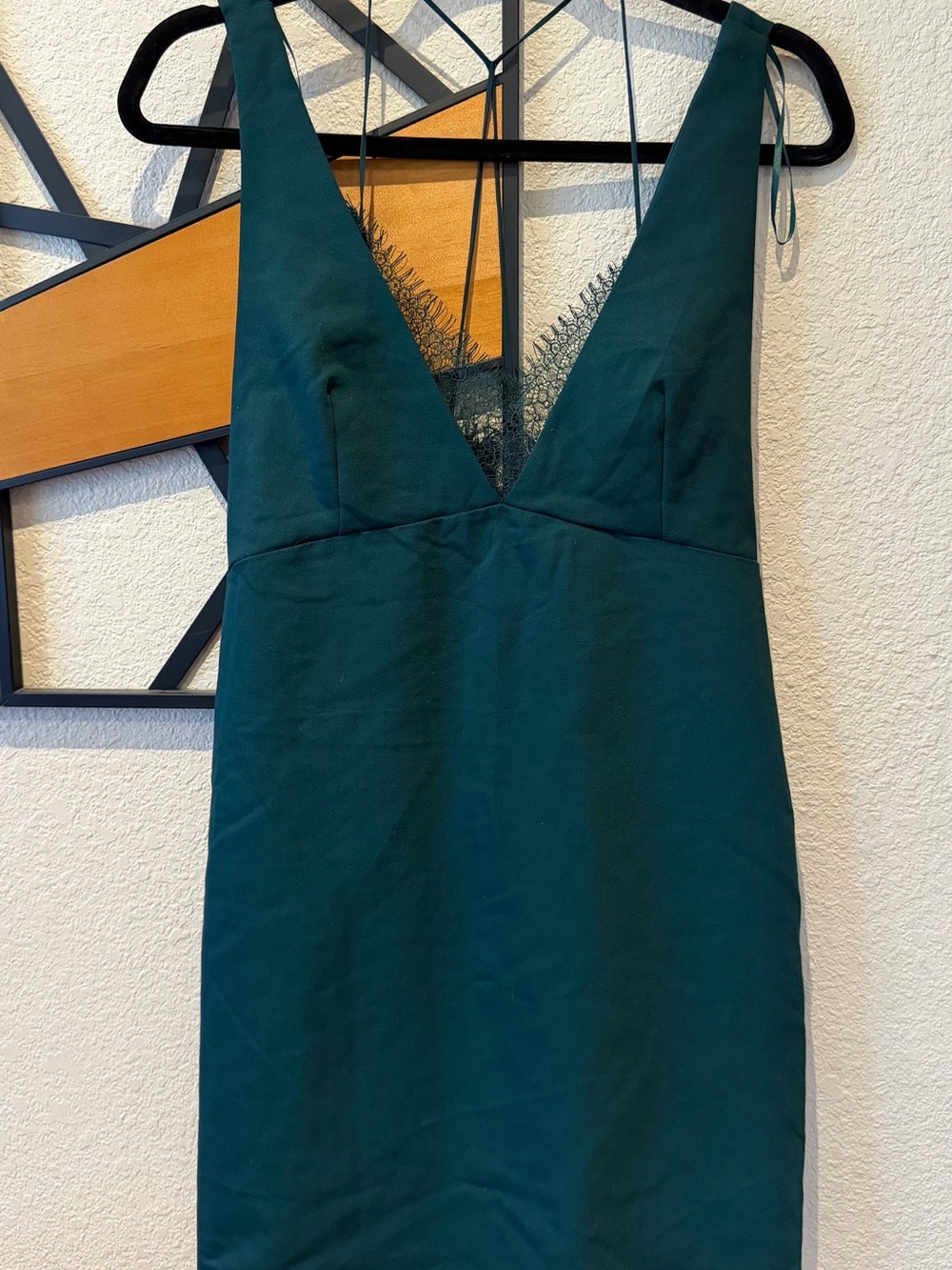 Zara Deep Green Lace-Trim Slip Dress